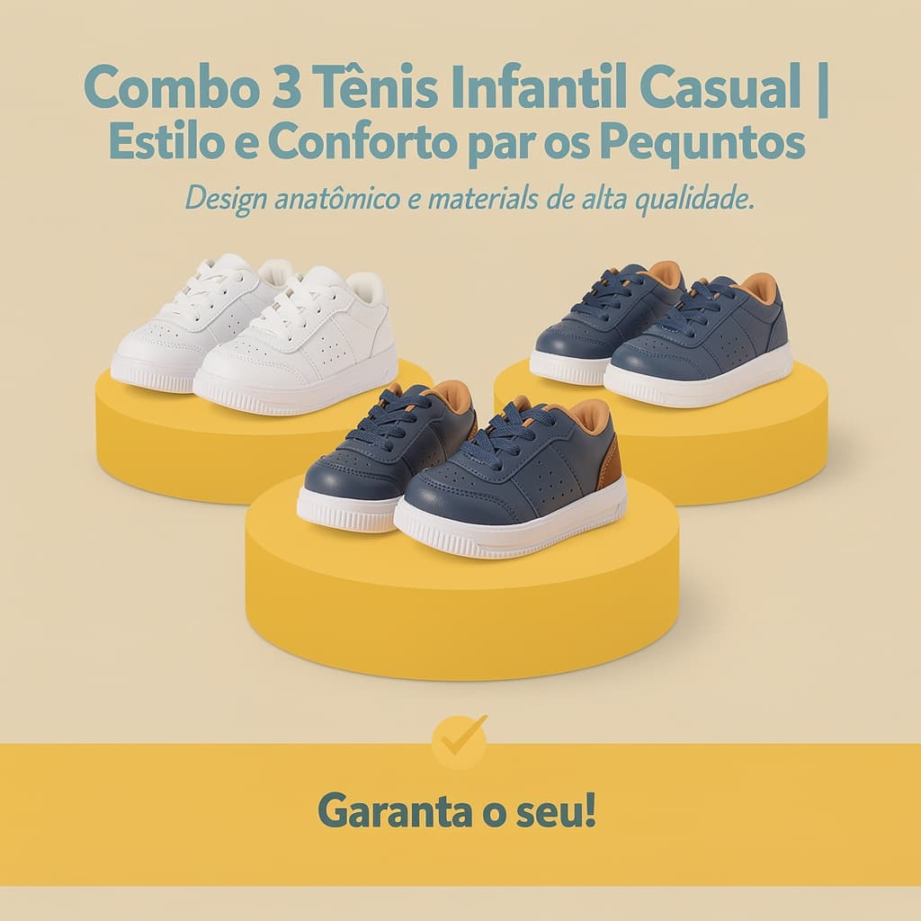 Combo 3 Tênis Infantil Menino | Estilo e Conforto Para Os Pequenos Do 20 ao 27 | GARANTA O SEU !
