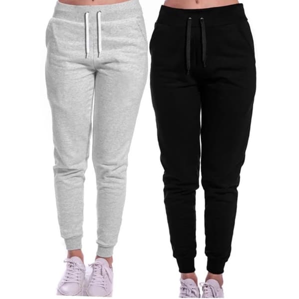 Kit 2 Calça Feminina Cintura Alta Jogger Canelada Tipo Moletom