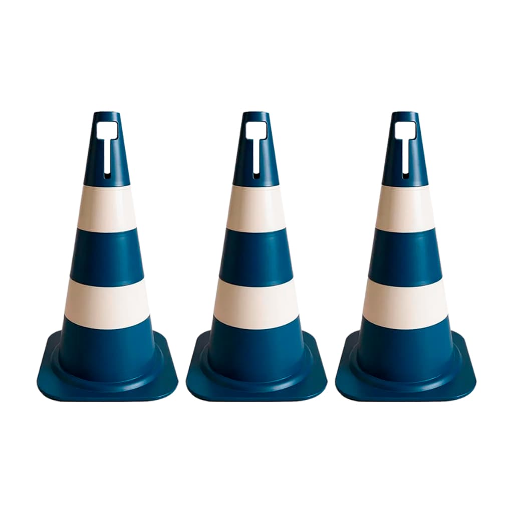 Kit 2/3 Cones Azul Sinalização Segurança Pvc 50cm