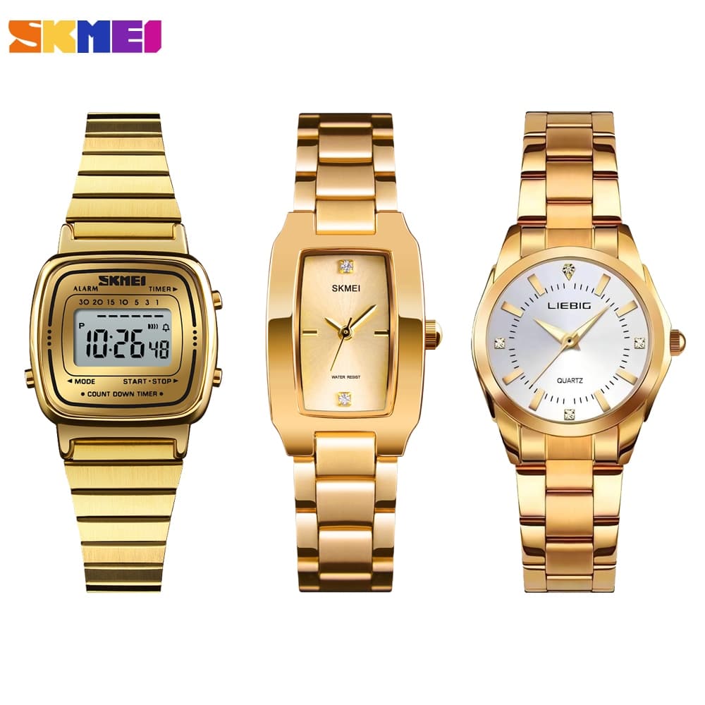 SKMEI & LIEBIG Relógio Feminino Estilo Executivo Moderno Pulseira de aço Inoxidável Relógio de Quartzo à Prova d'água
