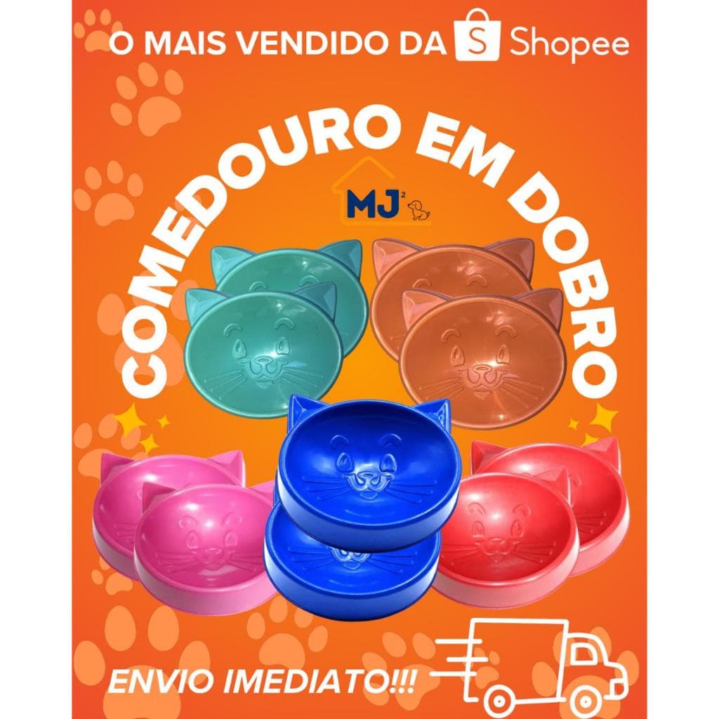 Kit 2 Comedouro Pet Cara de Gato - 100ml