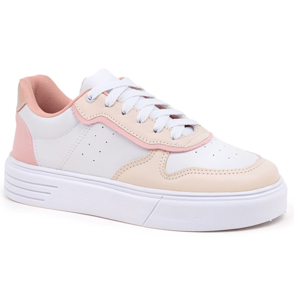 Tênis Feminino Casual Branco Plataforma Lindo Confortavel Leve e Macio Moda Blogueira Retrô