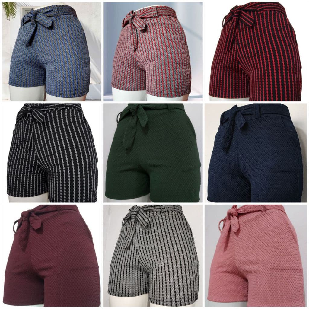 Short Colmeia Feminino - Elegância e Conforto com Laço Ajustável e Bolso Funcional