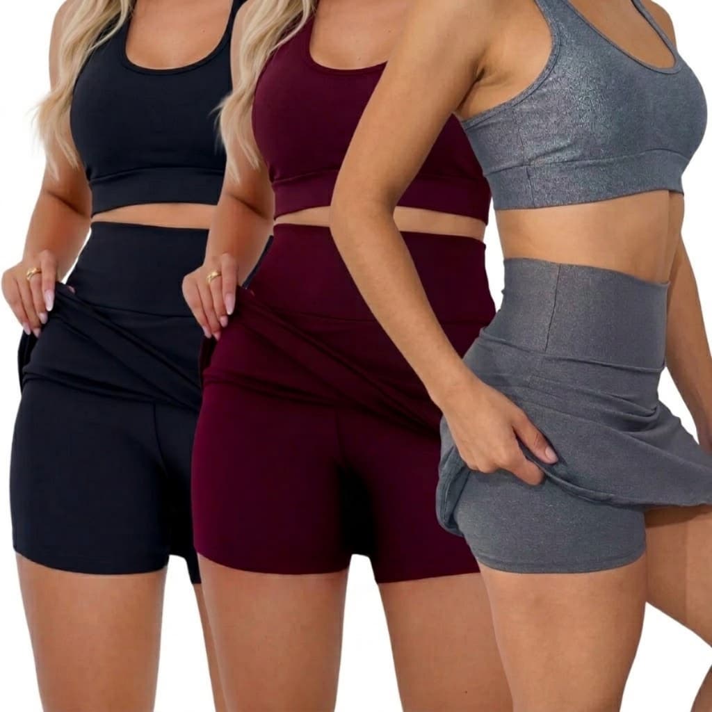 Kit 3 Short Saia Tapa Bumbum Fitness/suplex