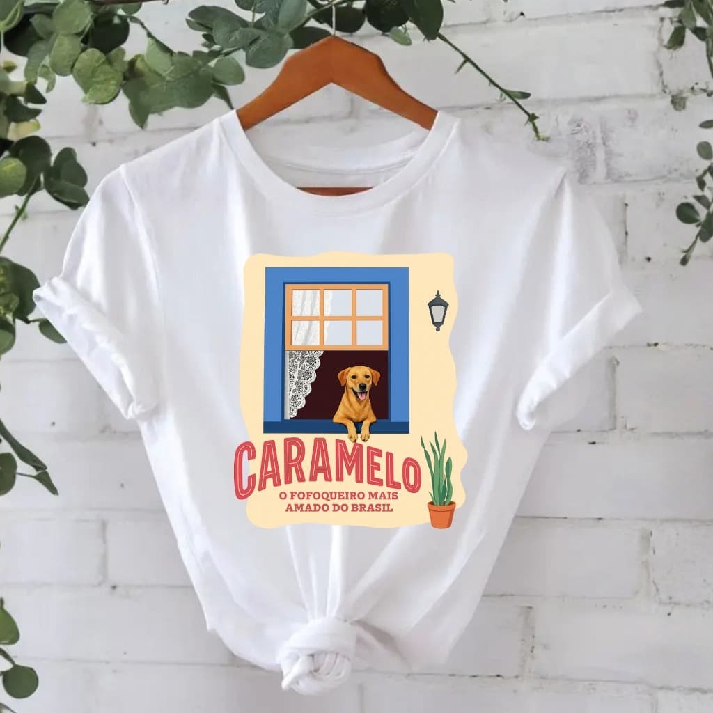 Camiseta T-shirt 100% Algodão Unissex Cachorro Caramelo Melhor Amigo Retro - Tendência