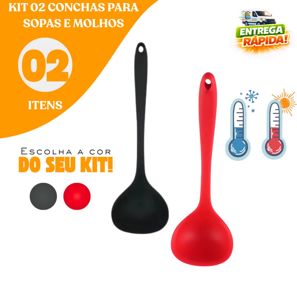 Kit Mini Concha de Silicone 21,5 cm para Servir Sopas Molhos Caldo Feijão Restaurante Buffet