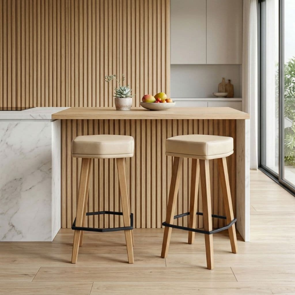 Kit 2 Banquetas sem Encosto Estofada para Bancada Cozinha Área Gourmet Ilha Luxo