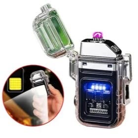 Isqueiro Elétrico Recarregável USB com Lanterna LED Integrada