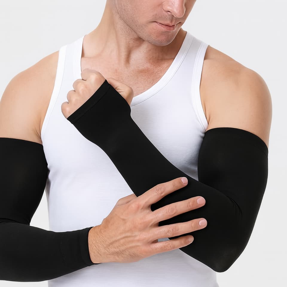 Manguito Proteção Solar UV50+ Braço Ciclismo Moto Corrida Compressão Térmica Respirável Esportivo Anti-UV - Tomóvi