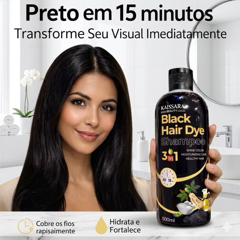 Shampoo Escurecedor Tonalizante Preto 500ml Banho de Brilho Cobre Cabelo Branco Tintura Rápida Sem Amônia Original