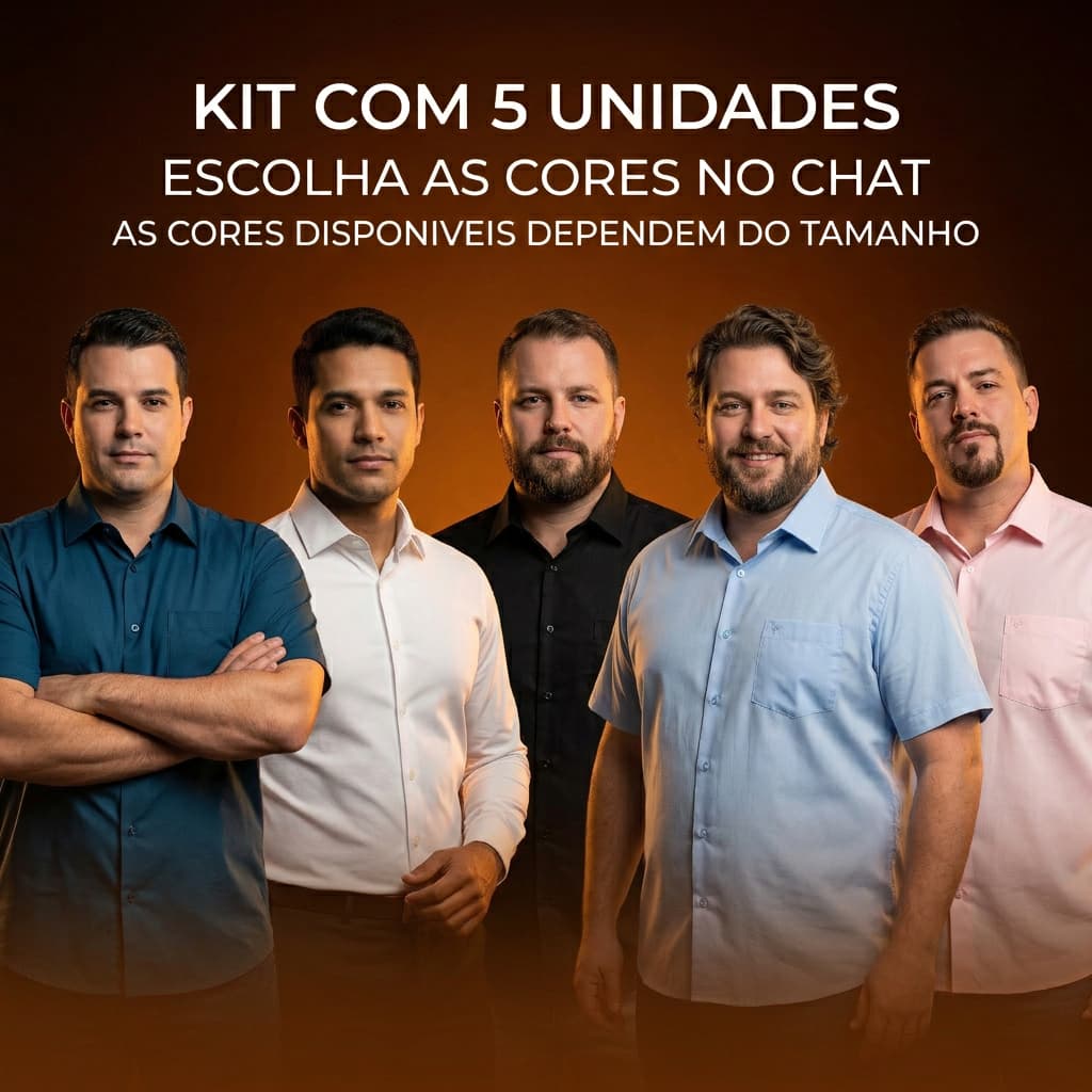 Kit 5 Camisa Social Masculina Plus Size Manga Curta Blusa Masculina Social Extra Grande Com Bolso Camiseta Social