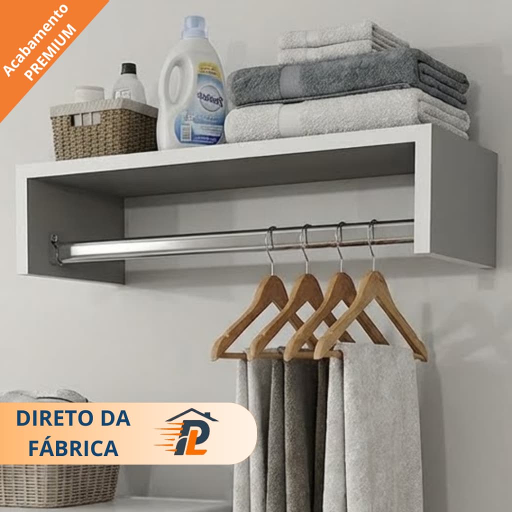 Arara Cabideiro Roupas Suspensa Parede 60cm Quarto Closet Lavanderia Loja Suporta 15kg