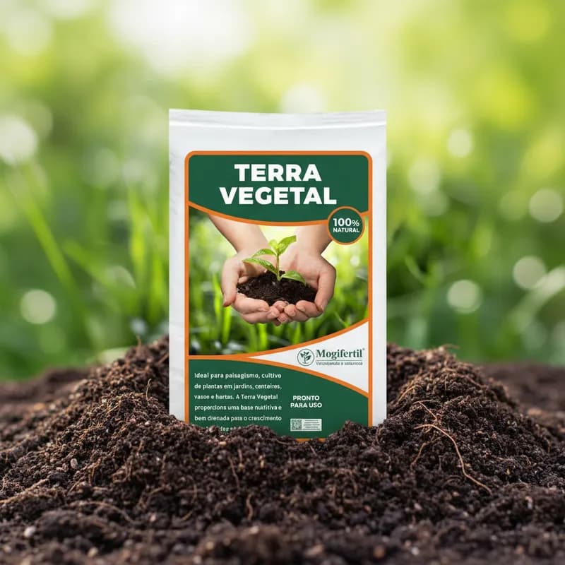 Terra Vegetal 2kg MogiFertil Adubada Orgânica Planta Vaso Jardim Kit 1, 3 ou 5 Unidades