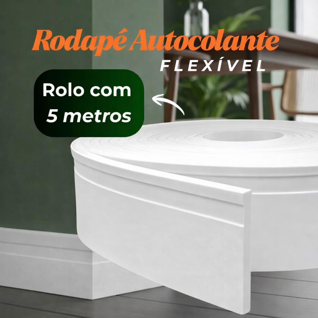 Rodapé Moldura Eva Autocolante Decorativo Flexível 7cm À Prova D’Água Frisado para Parede