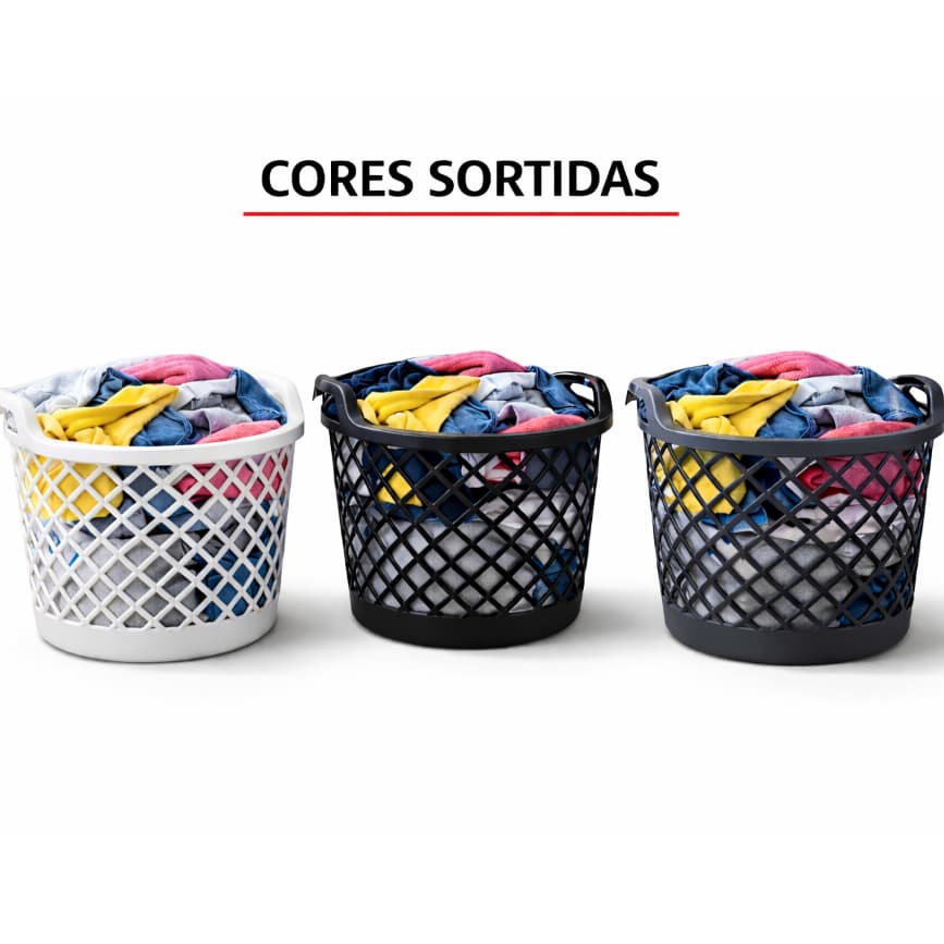 Cesto Telado Com Tampa Cores Sortidas Telado 30L Roupa Suja Alça Banheiro Lavanderia Organização