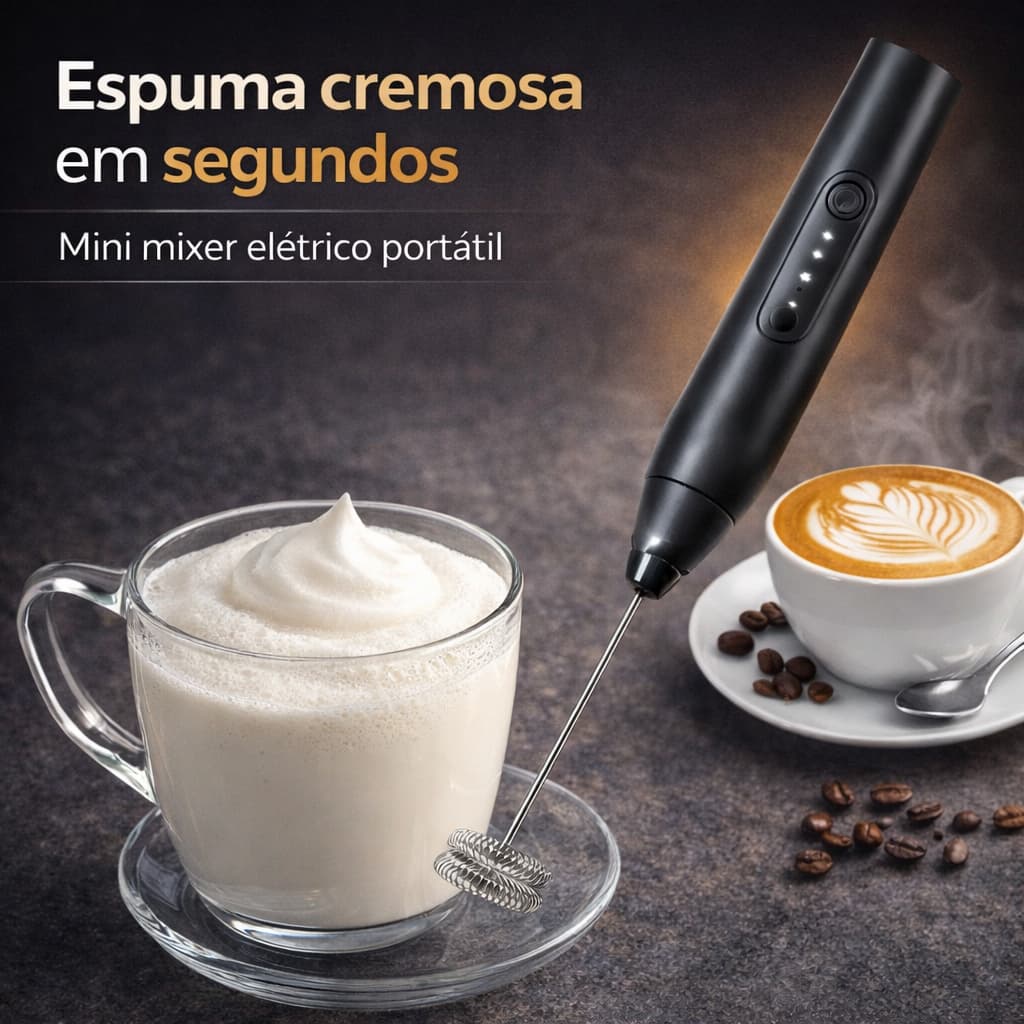 Mini Mixer Elétrico Portátil Batedor Café Leite Bivolt