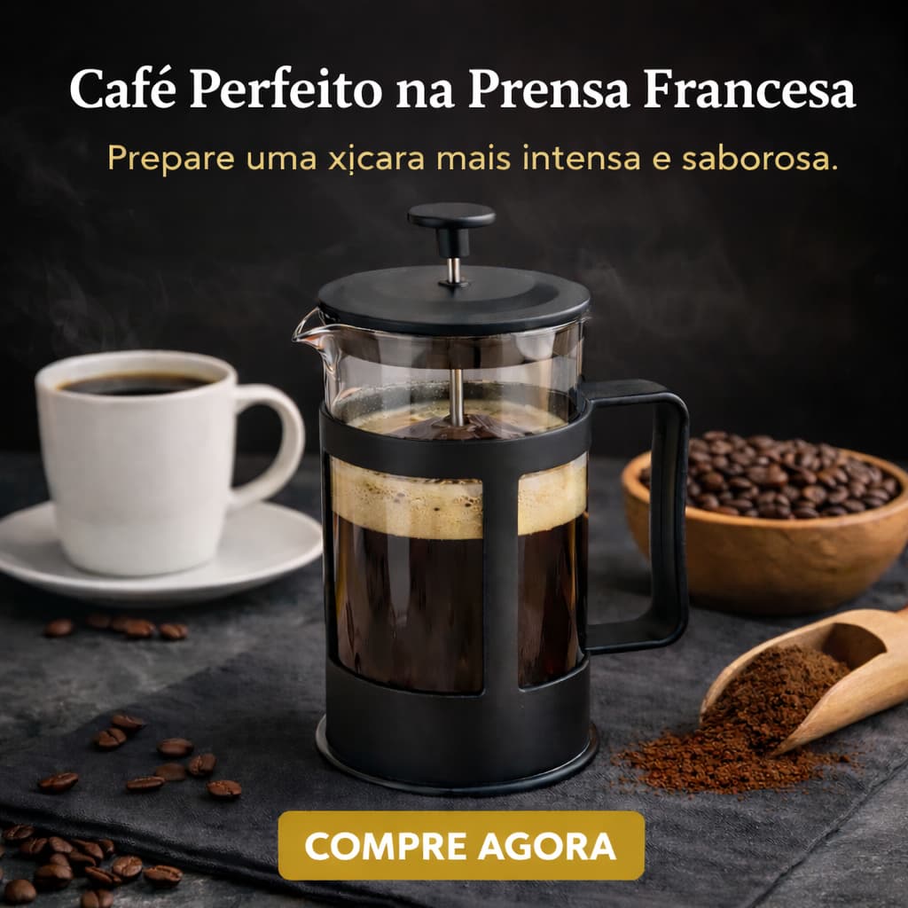 ☕ Cafeteira Prensa Francesa300ml | French Press Vidro Resistente | Ideal para Café e Leite Cremoso ✨