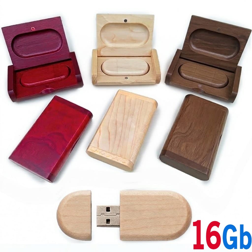 Pen Drive 16Gb de Madeira com Case/ Pendrive (Cores) Para Fotografia, Casamento, Brinde, Aniversario