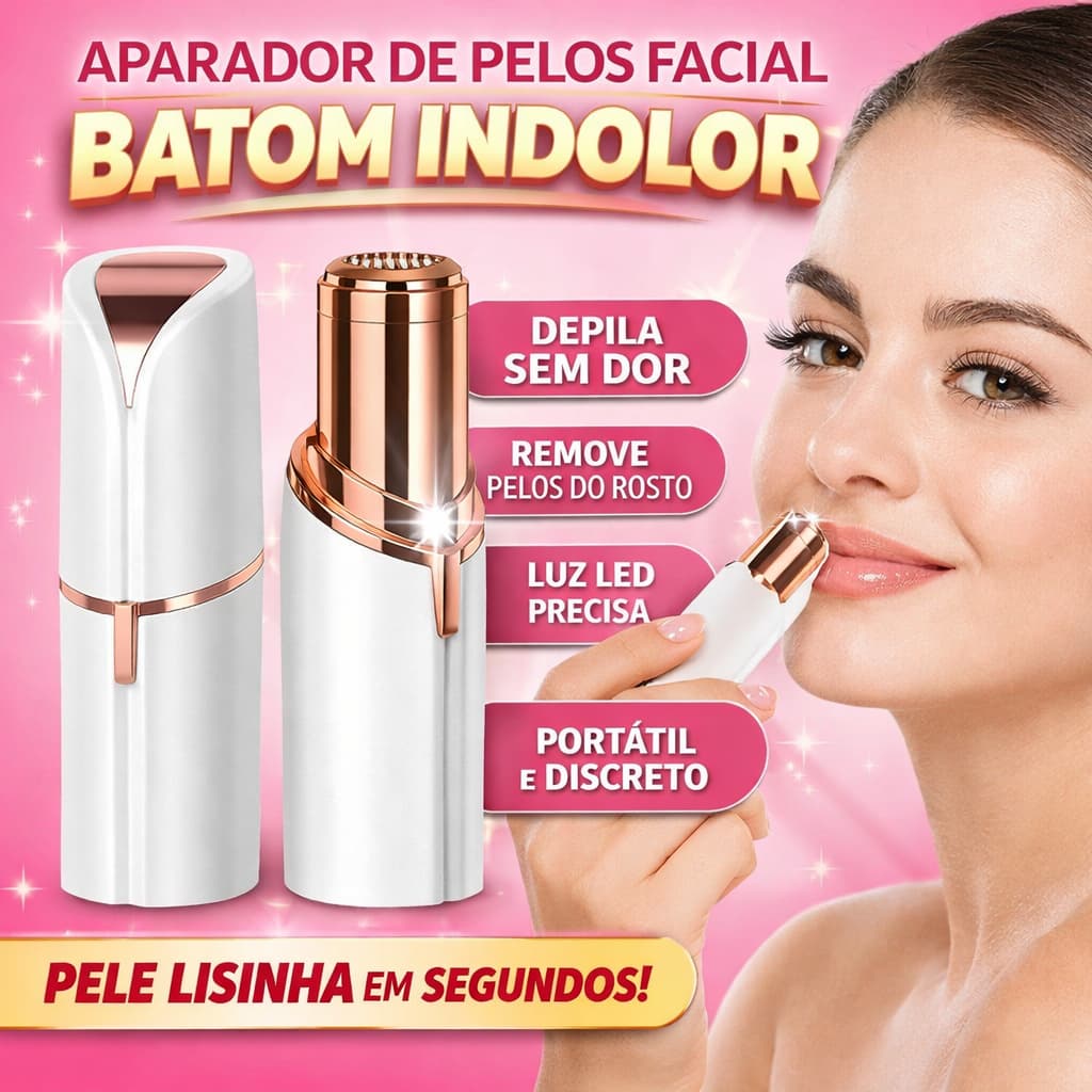 Aparador de Pelos Facial Batom Indolor Portátil Removedor de Pelos Feminino Recarregável Rosto