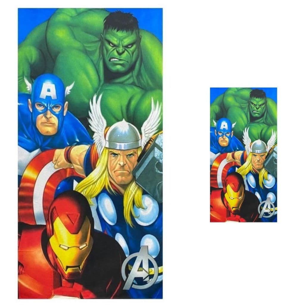 Kit Toalhas Banho e Mão Básica Estampa dos Vingadores Escola Lancheira