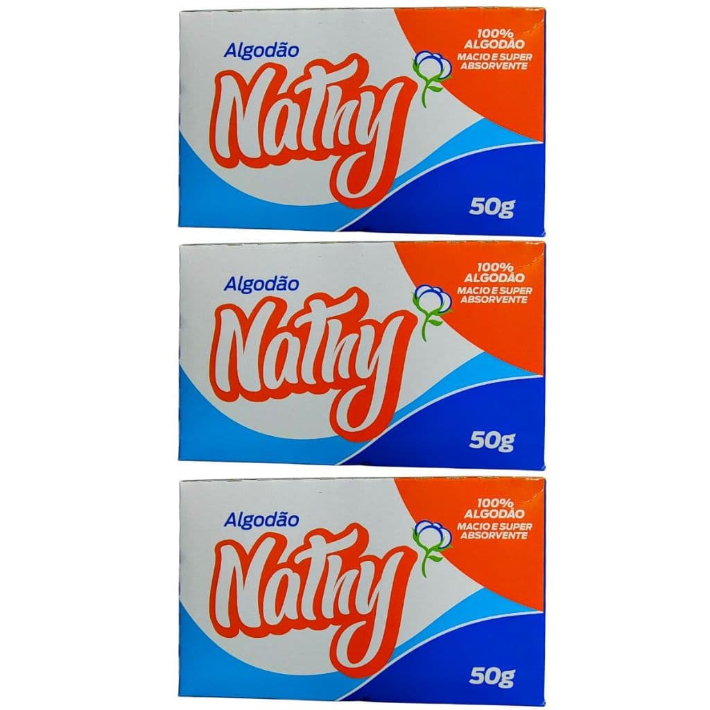 Kit Com 3 Algodão Hidrofílico 50g Higienização Da Pele E Bebês - Nathy