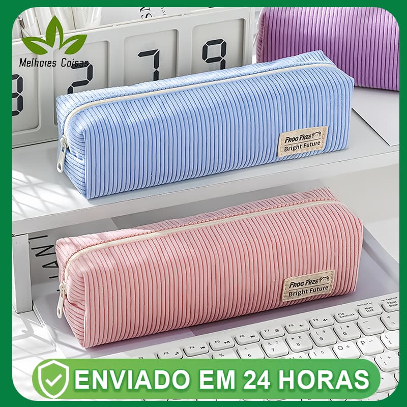 Nova Versão Coreana Ins Estojo de Lápis de Veludo Simples e Fofo Caixa de Papelaria Niche Bolsa