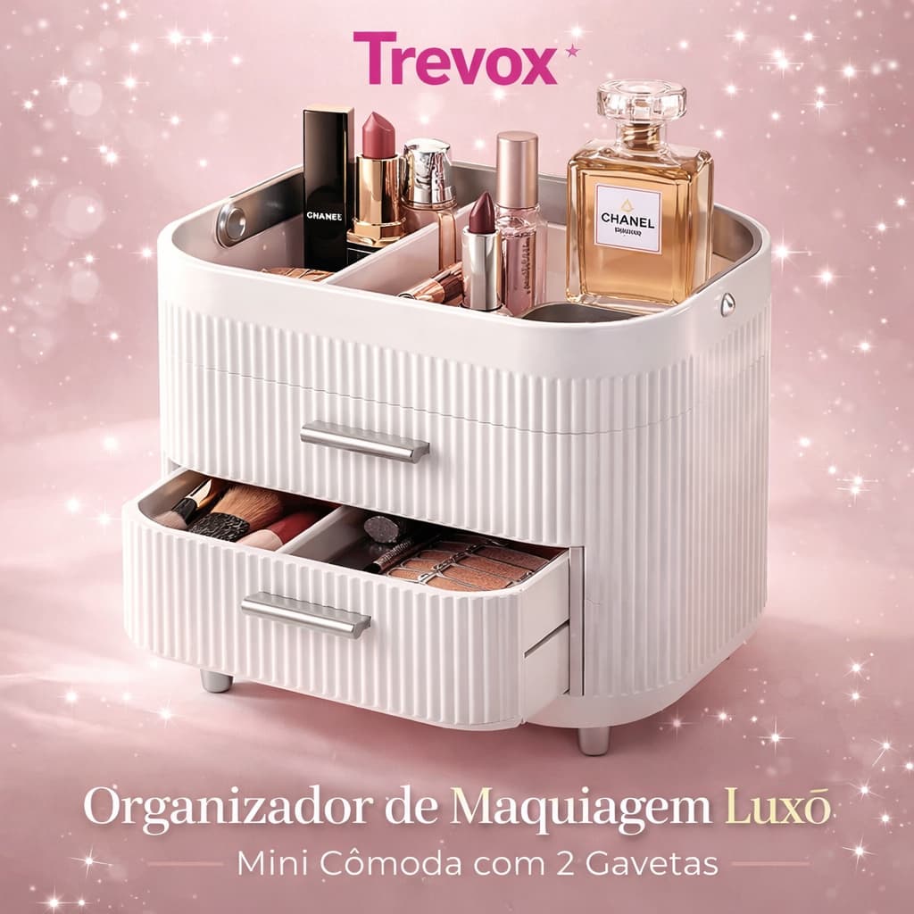 Organizador de Maquiagem Luxo 2 Gavetas Mini Cômoda Porta Cosméticos Penteadeira Bancada Porta Cosméticos Organizador