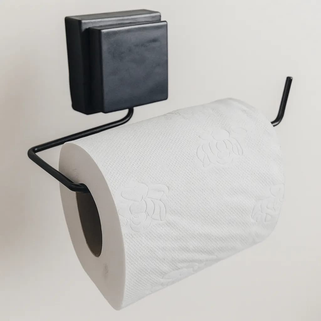 Suporte Porta Papel Higiênico Banheiro Ventosa Preto Fosco Preto
