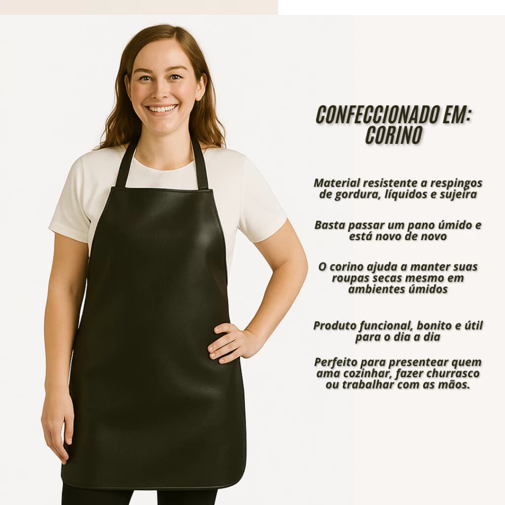 Avental Profissional Impermeavel em Napa Soft - Ajustavel Preto/Cinza Churrasco -  Cozinha Unissex