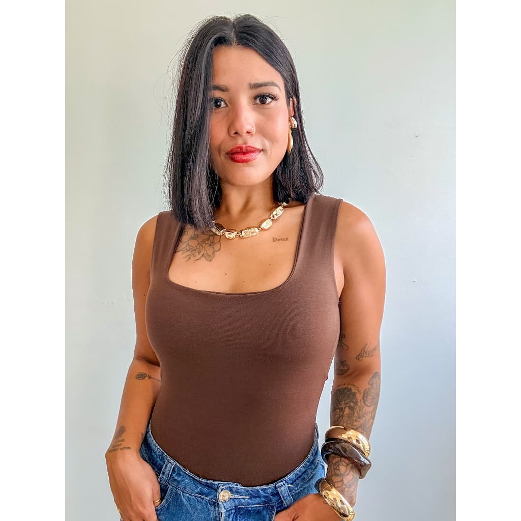 Body Feminino Suplex Moda Blogueira Verão Versátil Casual Blusa Regata Sem Manga