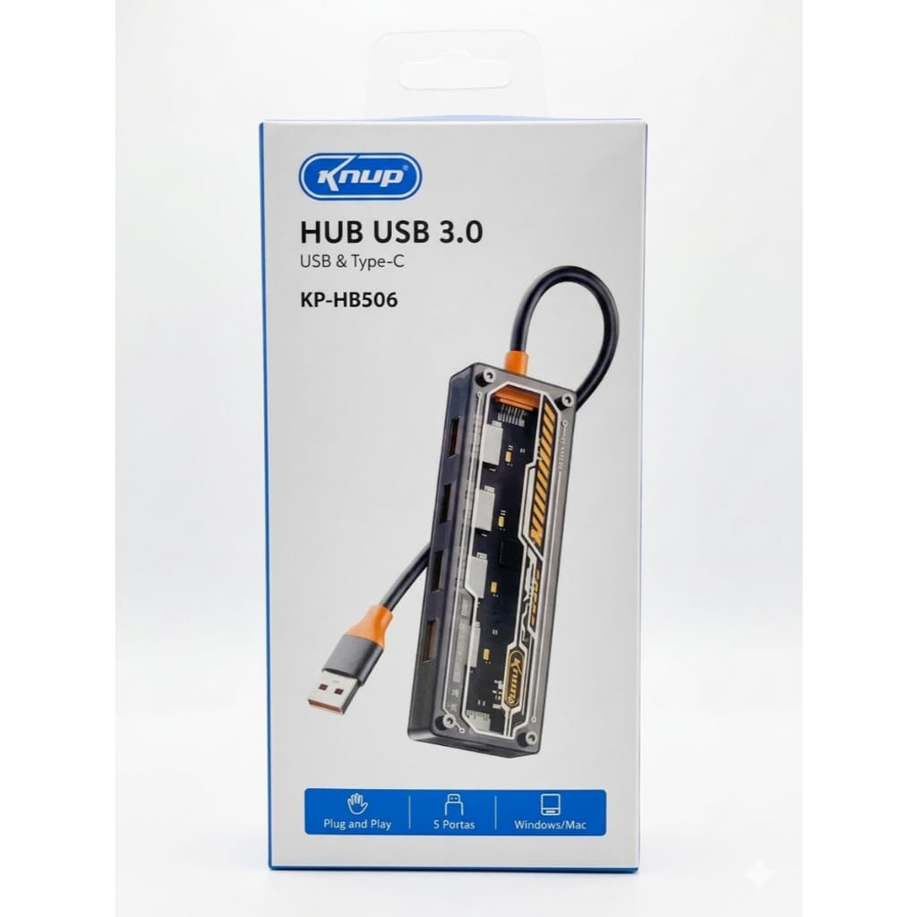 Adaptador Hub USB 3.0 E Tipo C 5 Portas Pc Notebook Macbook