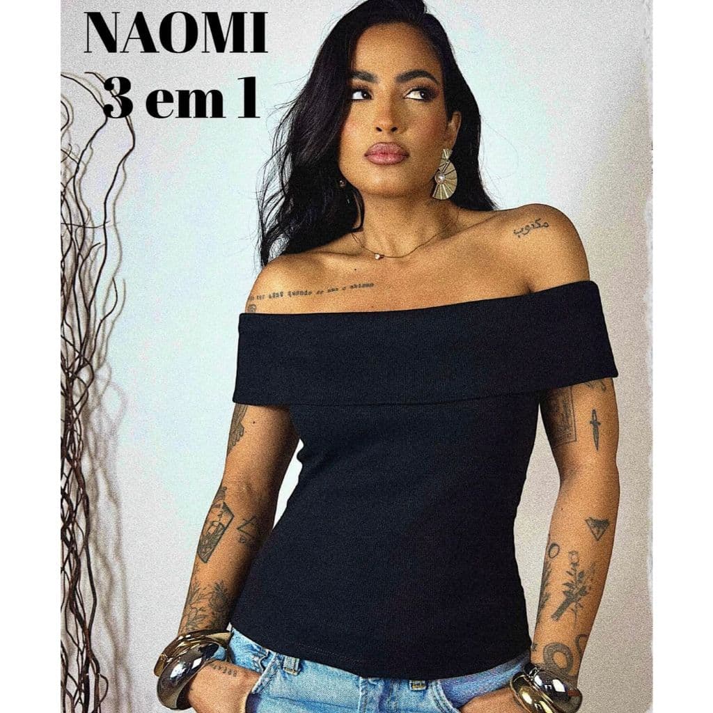 Blusa Feminina 3 em 1 Ombro a Ombro Ribana Premium Elegante Versátil Naomi
