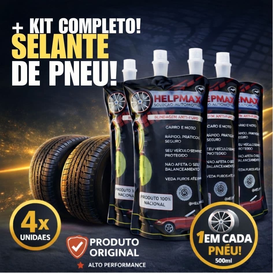 4 Selante de Pneu Blindagem Anti Furo 500ml - Tapa Furo - Não Afeta Balanceamento