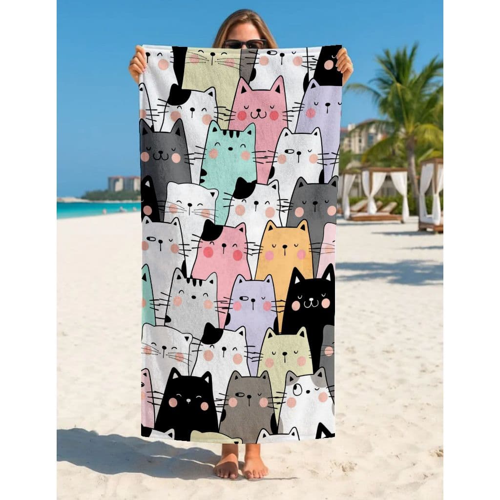 Toalha Grande de Banho Praia 1,40x70cm Gatinhos