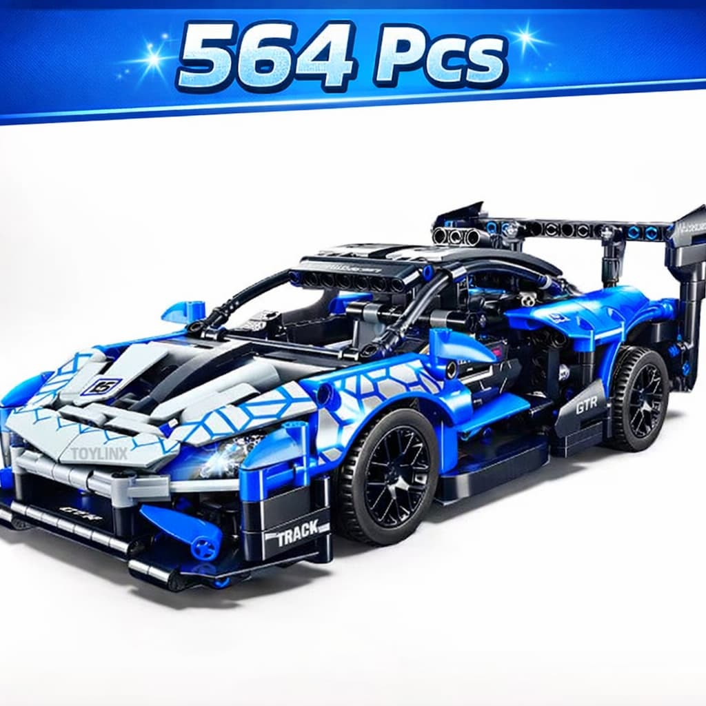Kit de Blocos de Montar Carro Super Esportivo Edição do Senna 1:18 – 564 Peças com suporte de Parede
