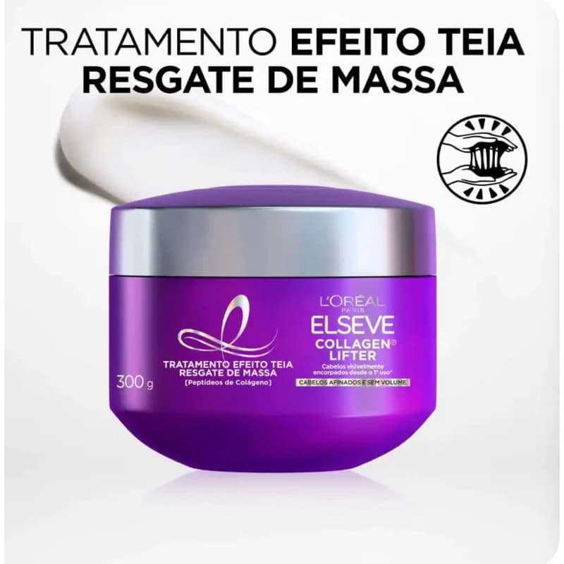 Máscara de Tratamento Efeito Teia Resgate de Massa Elseve Collagen Lifter 300g