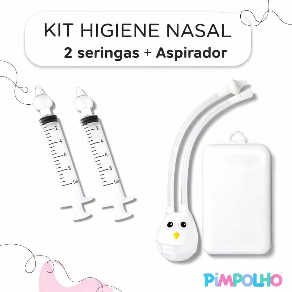 kit higiênico infantil lavagem nasal bebe aspirador nasal e 2 seringas lavagem nasal - Pimpolho