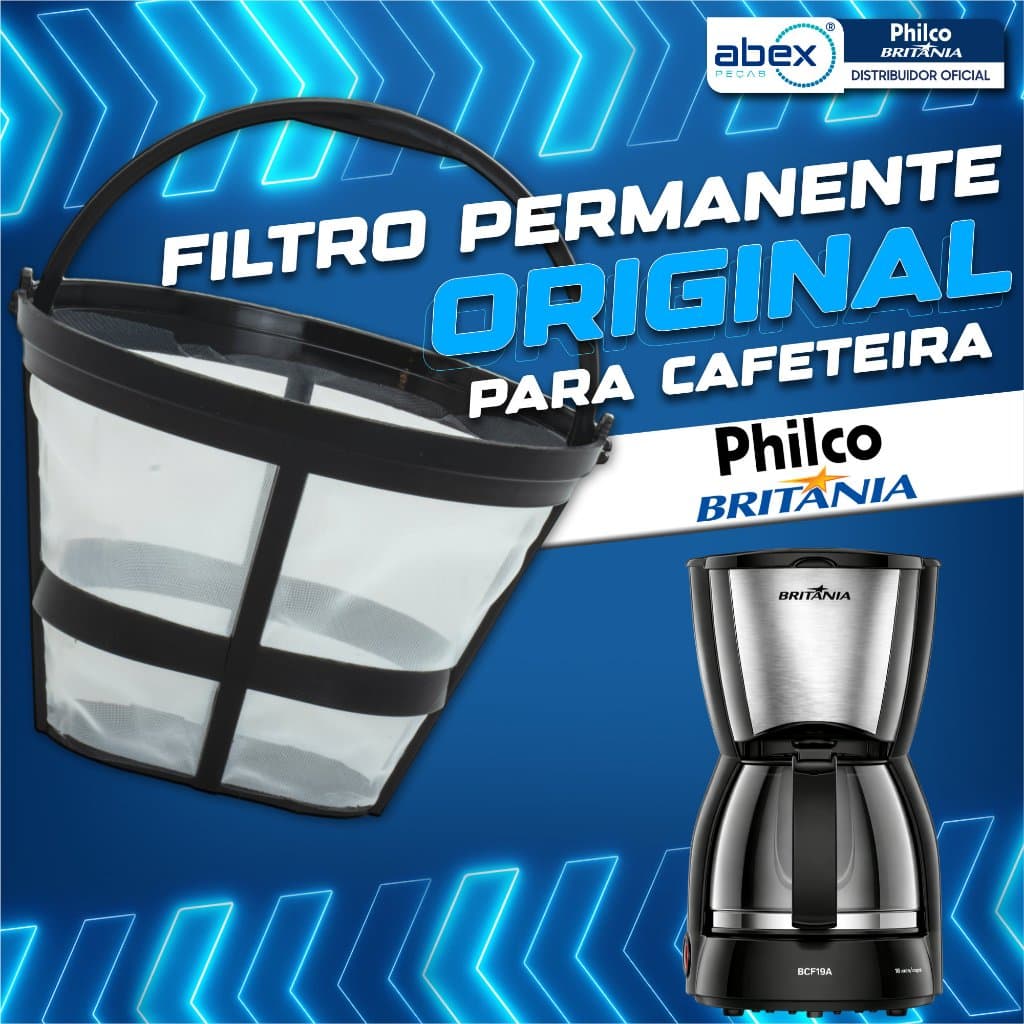 Filtro Permanente Para Cafeteira Britânia CP15 Inox CB15 BCF19A BCF19B Reutilizável Preto Original