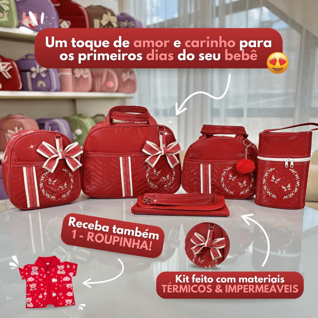 Kit Bolsa Maternidade para Bebê Conjunto com 5 Peças