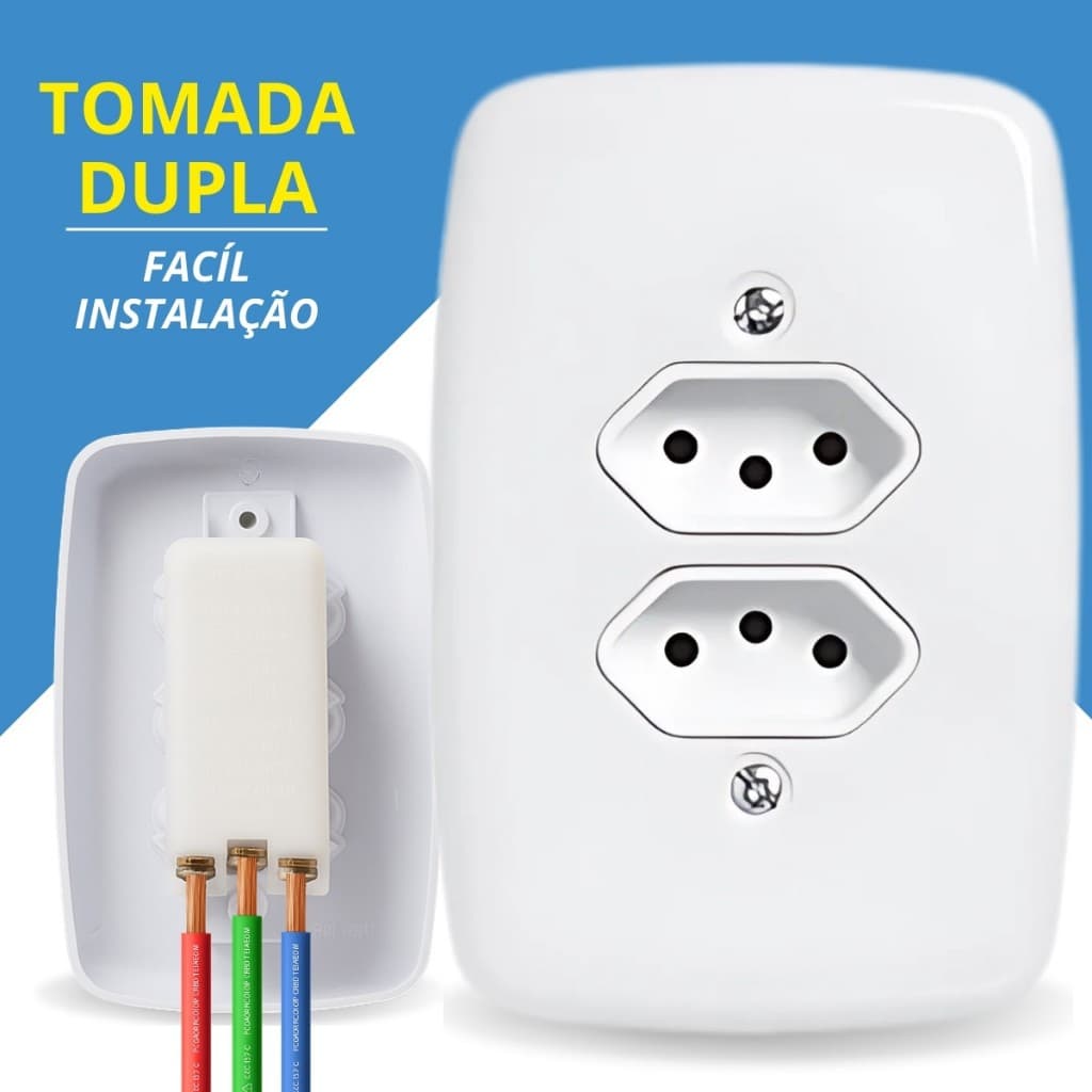Tomada Dupla 20A Amperes Monobloco 4x2 Branca Pluzie