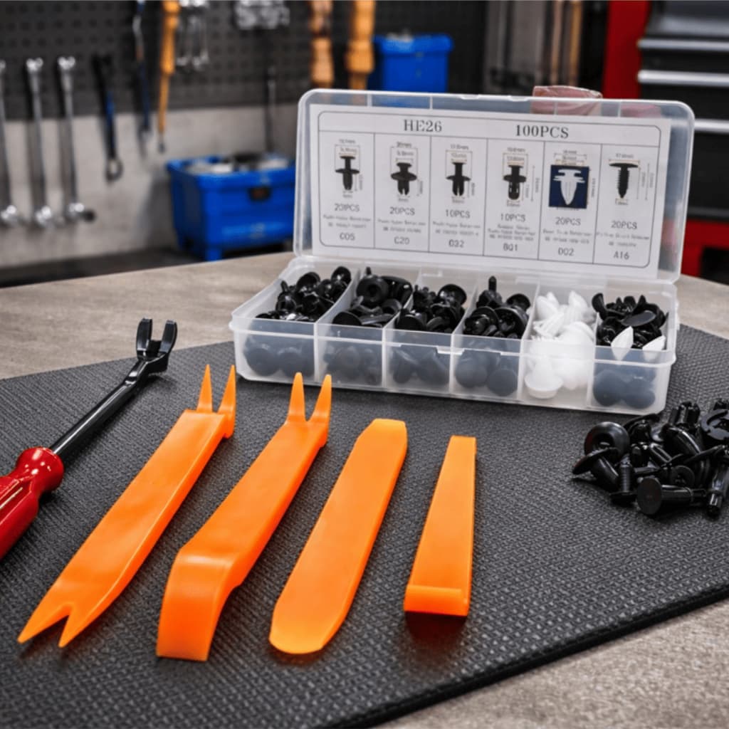 Kit 100 Presilhas Automotivas Universal Para Parachoques Grampos De Fixação