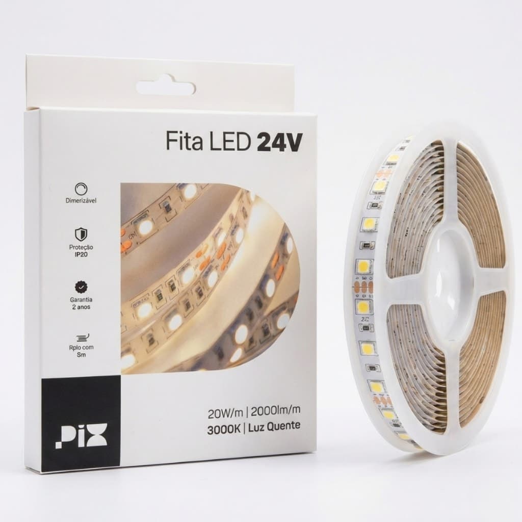 Fita Led Pix 20W 3000K 240LED/m Rolo 5m Promoção FG Frete Grátis Iluminação Sanca Gesso Móveis