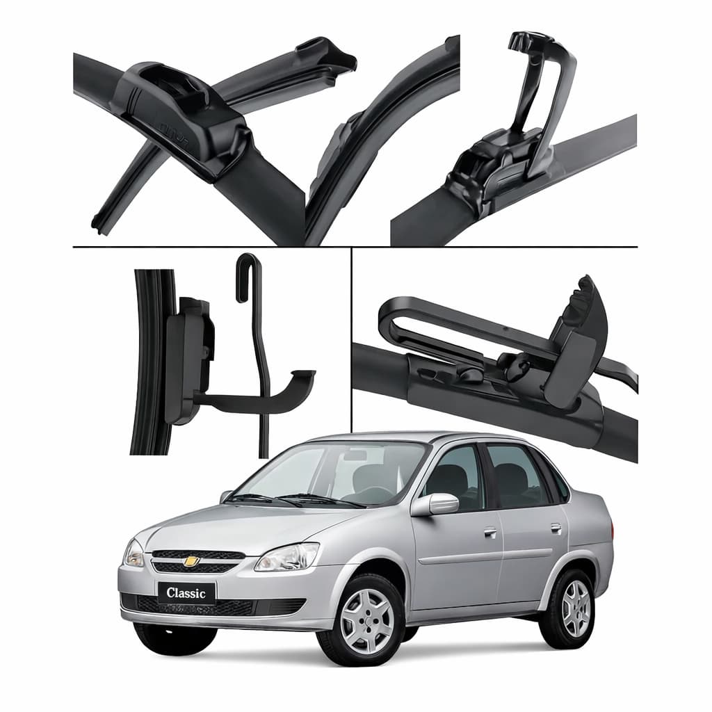 Par Palhetas Limpador Parabrisa Corsa Classic 95 a 2016 Dianteiro Silicone Encaixe Gancho U