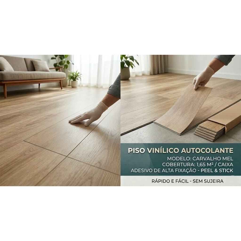 🔨 Piso Vinílico Autocolante Madeira | Revestimento Adesivo p/ Chão Lavável | Instala Sozinho | Reforma Rápida Sem Quebra
