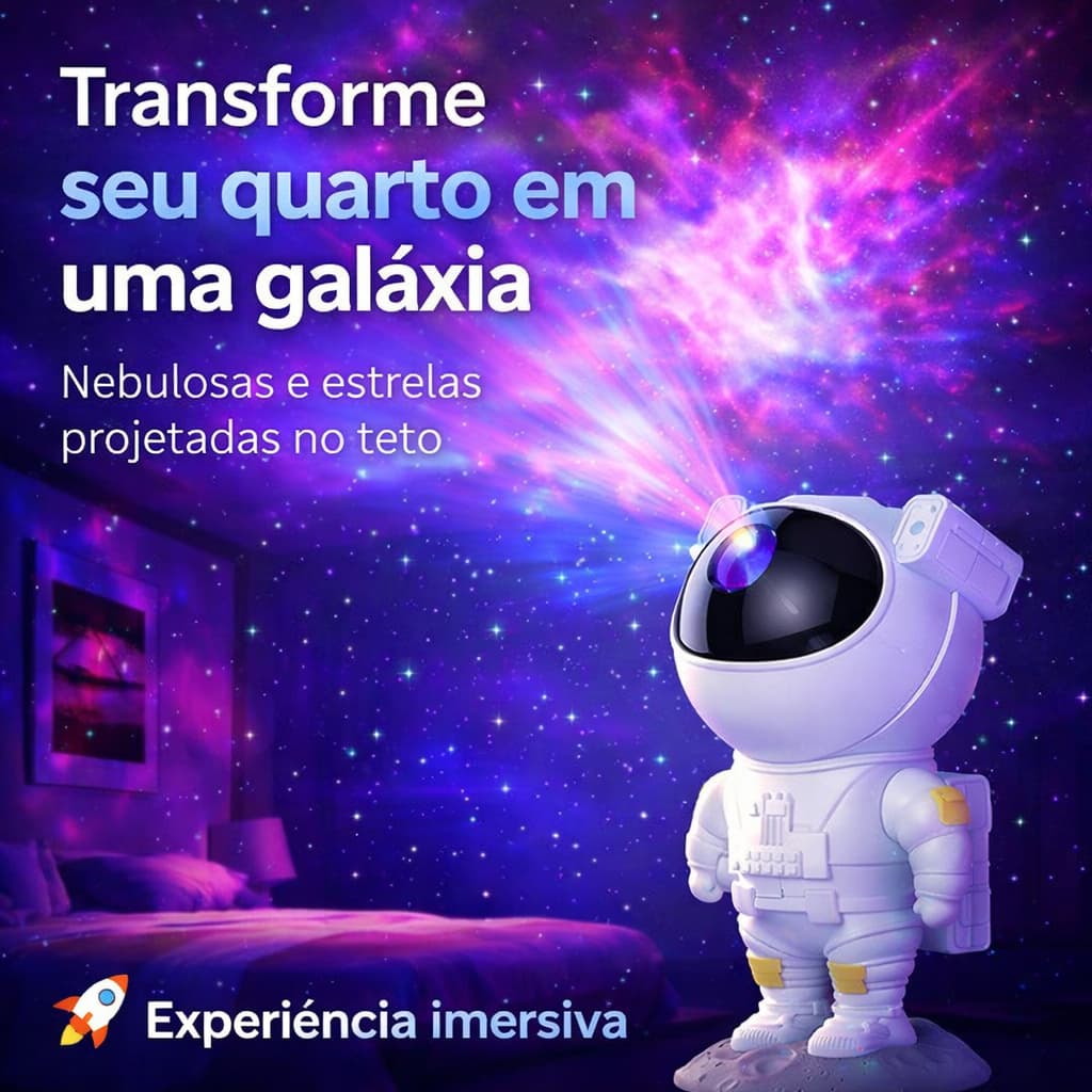 Projetor Astronauta Galáxia Luz Estrelas Controle Remoto