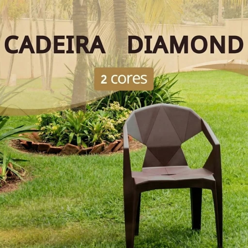 Poltrona Reforçada Diamond Empilhável Escritório Varanda Piscina Salão Jardim Lazer Casa