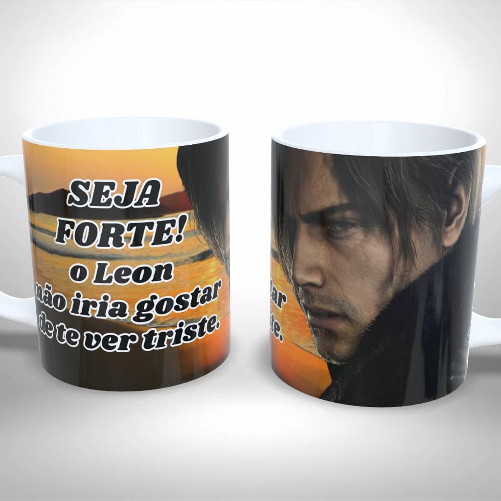 Caneca Personalizada Meme Seja Forte Leon Resident Evil - Presente único e Criativo