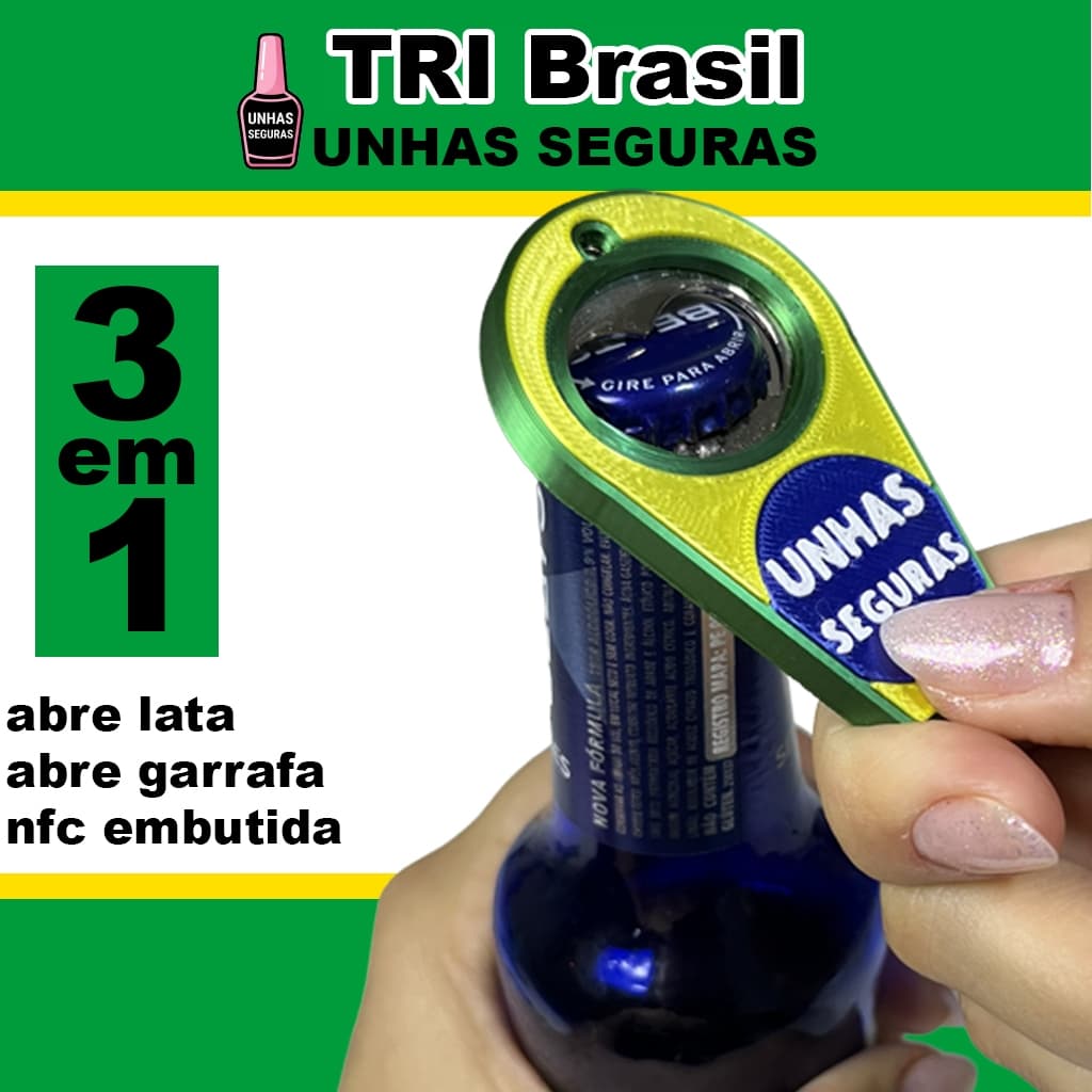 Chaveiro TRI BRASIL - Abridor de Lata e Garrafa - Copa do Mundo