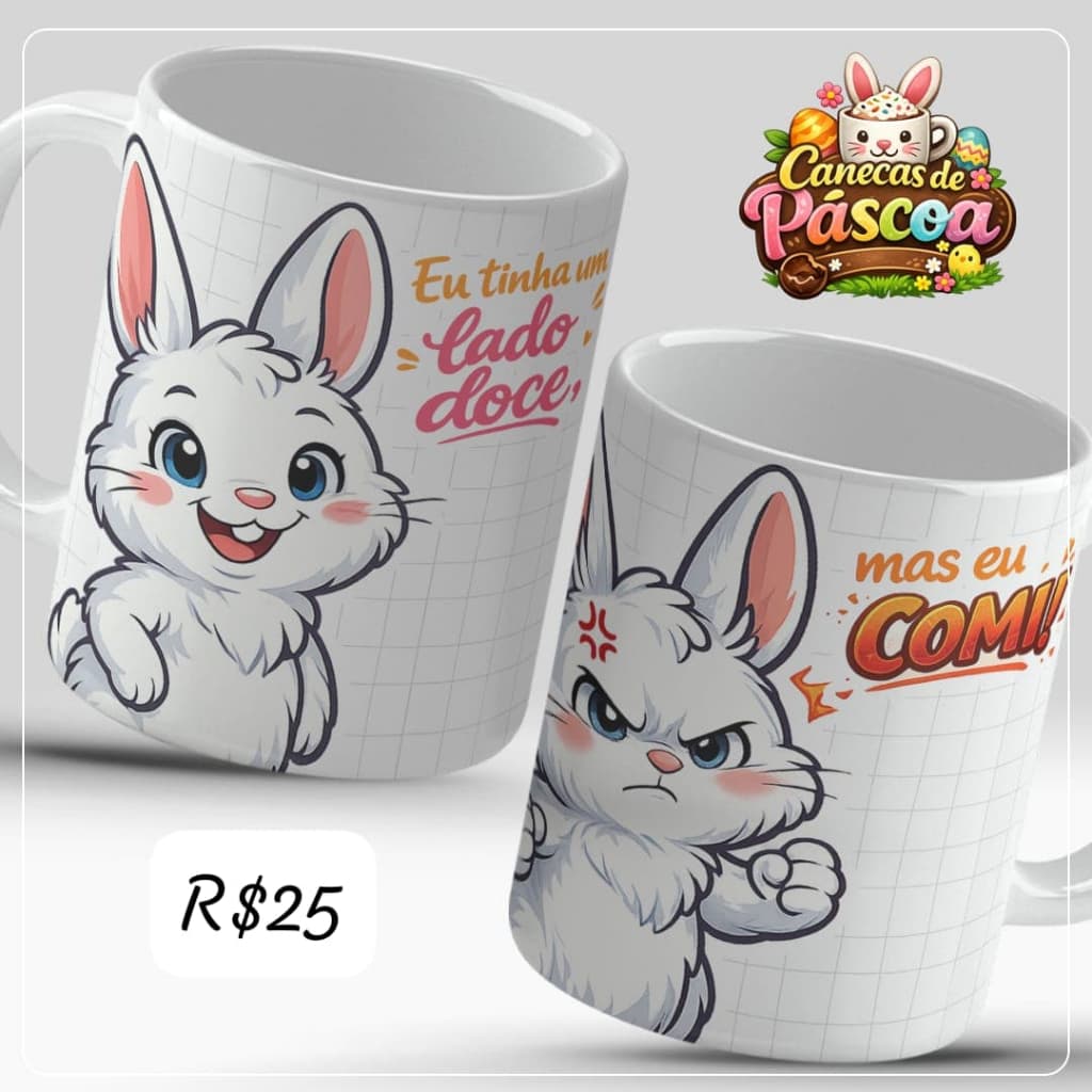 Caneca Porcelana Páscoa Coelho