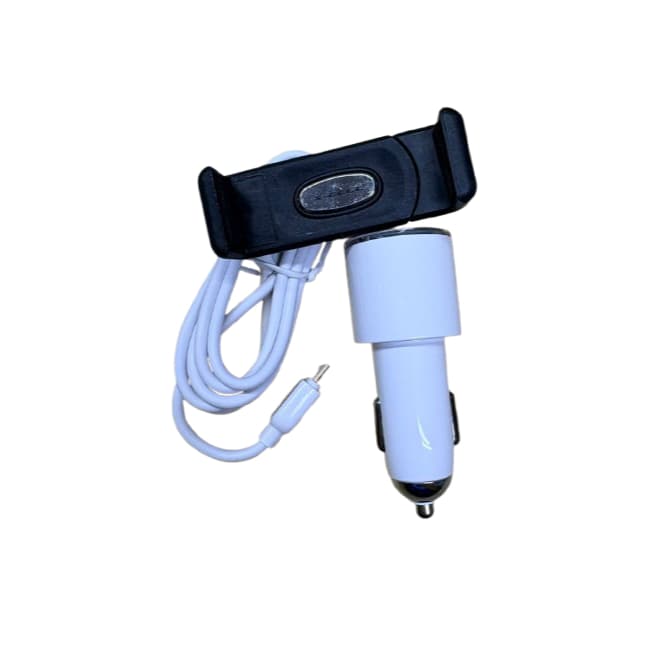 Kit Veicular: Carregador Usb Tipo C Rápido branco + Suporte Celular Universal Entrada De Ar preto